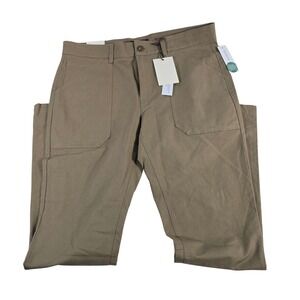 Alesbury Mens Tan Slim Fit Chinos Pants Size 35x34 Flat Front Workwear